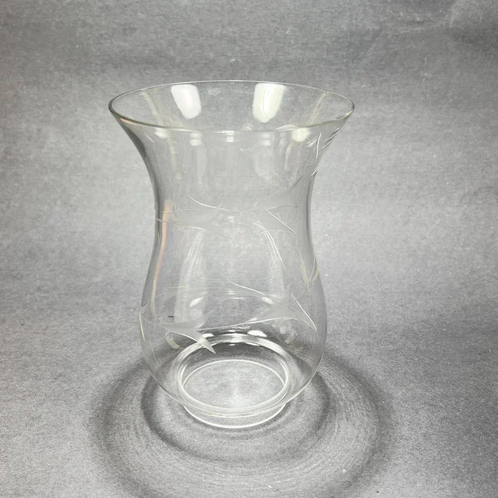 Vtg Princess House Hurricane Sconce Shade Chimney Clear Glass Etched Replacement